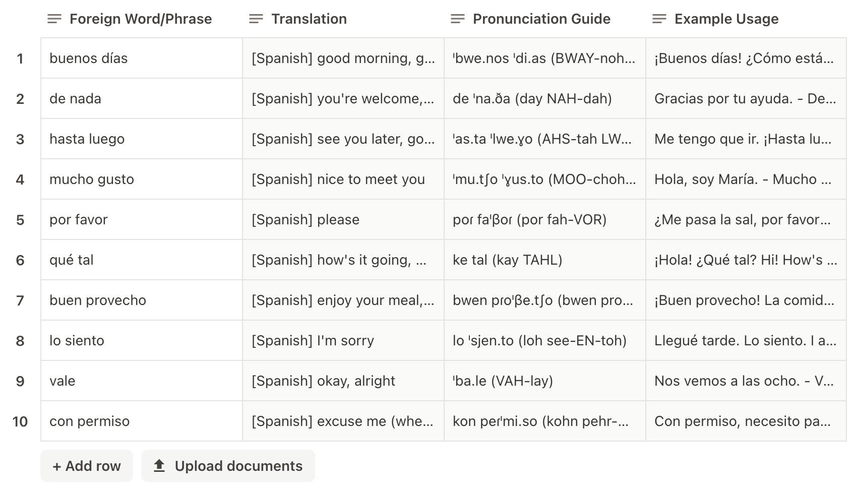 Language learning - vocabulary